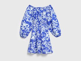 Платье из вискозы со спущенными плечами, Синий