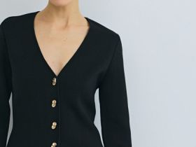 Кардиган на пуговицах с V-вырезом, Черный
