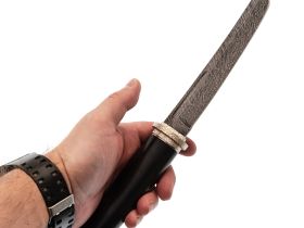 Нож Танто, сталь дамаск, рукоять граб, с деревянными ножнами