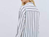 Сатиновая блузка в полоску, Белый