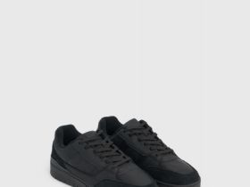 Кроссовки со вставками из натуральной замши, Черный