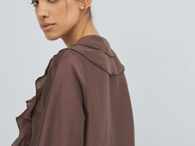 Блузка из лиоцелла с рюшами, Коричневый