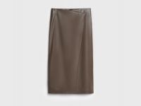 Юбка миди из искусственной кожи, Коричневый
