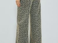 Широкие джинсы с леопардовым принтом, Синий