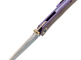Складной нож Assassin knives Argo 2.0, сталь M398/Damascus, рукоять титан, фиолетовый
