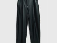 Брюки О-силуэта из искусственной кожи, Черный