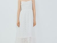 Сарафан из хлопка с вышивкой и воланом, Белый