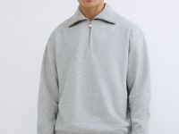 Свитшот с воротником-стойкой на молнии, Серый