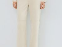 Прямые брюки из искусственной замши, Бежевый