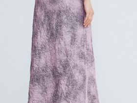 Атласная юбка из жатой ткани, Розовый