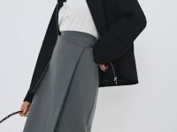 Прямая юбка миди на запах, Серый