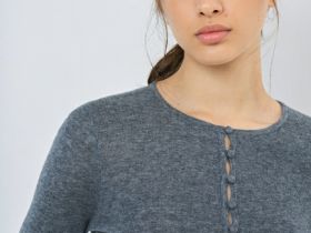 Джемпер с воротником на пуговицах, Серый