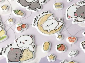 Наклейки объемные MESHU "Cute kittens", 10*23 см, пакет европодвес