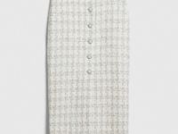 Твидовая юбка миди на пуговицах, Белый