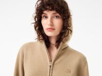 Женский шерстяной свитер-толстовка Lacoste на молнии с капюшоном