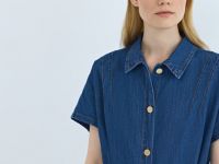 Платье-рубашка из денима с ремнём, Синий