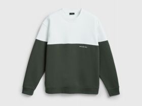 Свитшот колор-блок с надписью, Зеленый