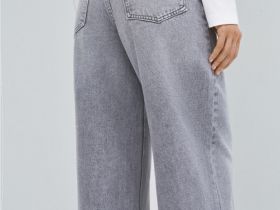 Ультраширокие джинсы с высокой посадкой, Серый