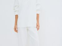 Джемпер с воротником-стойкой на молнии, Белый