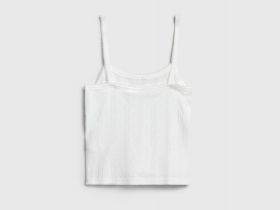 Майка пижамная из ажурного трикотажа для девочек, Белый