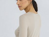 Лонгслив с содержанием модала и шёлка, Бежевый