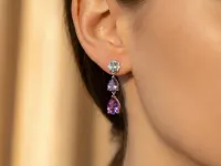 Пусеты из серебра с аметистами и топазами э0607пс09250364