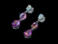 Пусеты из серебра с аметистами и топазами э0607пс09250364
