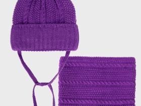 Комплект трикотажный для девочек: шапка, снуд
