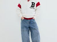 Свитшот с воротником-стойкой для мальчиков, Бежевый