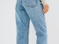 Прямые джинсы с подворотами, Голубой