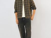 Рубашка в клетку с эффектом стирки, Желтый