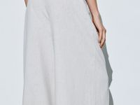 Широкие льняные брюки, Бежевый