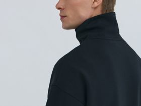 Толстовка с воротником-стойкой на молнии, Черный