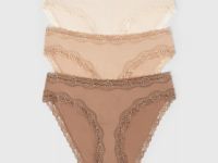 Классические трусы с кружевом, 3 шт., Бежевый