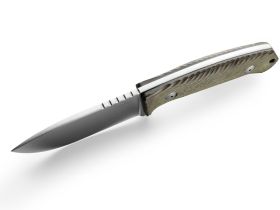 Нож с фиксированным клинком LionSteel M3, сталь Niolox, рукоять микарта, зеленый