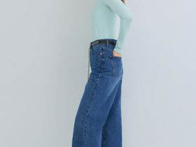 Широкие джинсы Wide leg с ремнём, Синий