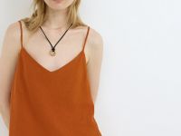 Топ изо льна на бретелях, Оранжевый