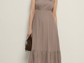 Сарафан миди приталенного силуэта с принтом в горошек