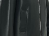 Утеплённая куртка из искусственной кожи с меховым воротником, Черный