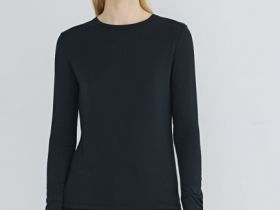 Лонгслив с содержанием модала и шёлка, Черный