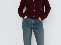 Укороченный кардиган из махровой пряжи, Фиолетовый