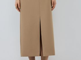 Прямая юбка макси, Бежевый