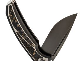 Складной нож TUOTOWN Espada DLC, сталь Tmax, рукоять Grey Crystal Ti/Chaotic Gold CF