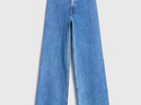 Укороченные широкие джинсы с эластаном, Голубой