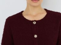 Укороченный кардиган из махровой пряжи, Фиолетовый