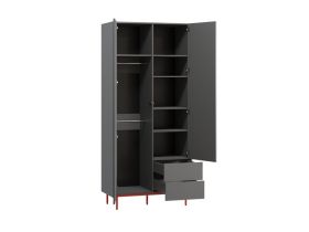 Распашной шкаф Изи 2-100x220 Графитовый/Оранжевый