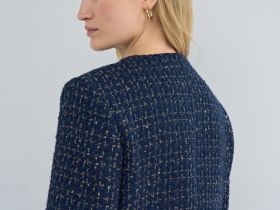 Укороченный жакет из твида, Синий