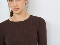 Джемпер в рубчик, Коричневый