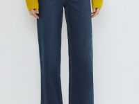 Широкие эластичные джинсы, Синий