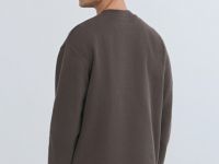 Свитшот с вырезом хенли, Коричневый